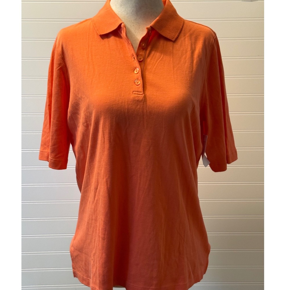 Appleseeds Womens Orange 100 Cotton Short Sleeve Polo Shirt Small A34383